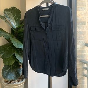 Vince Navy Silk Blouse | Size XS